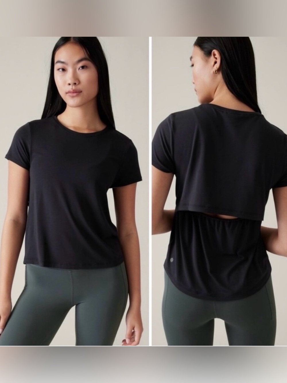 Athleta AIR OUT CINCH TEE Short-Sleeve Crew Tee in Black